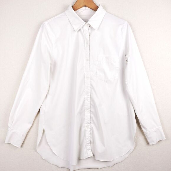 Lysse Shirt Women Medium White Schiffer Button Up Stretch Business Tunic Top EUC - Picture 1 of 15